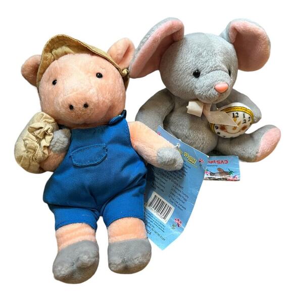 VTG Lot Of 2 Peter Cottontails Fairy Tale Friends Plush Stuffed Toy Piggy Mouse - Picture 1 of 10